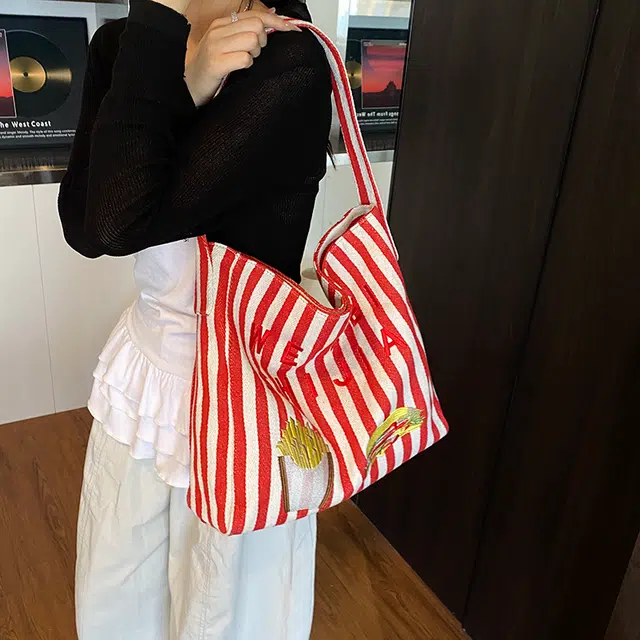 布依诺 条纹撞色慵懒风 牛津布 单肩包 女款 多色