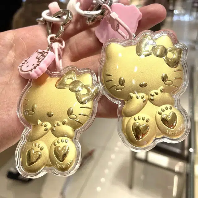 华利轩 可爱小猫创意甜美森系可爱时尚简约手机钥匙扣 日常百搭轻奢小众高级感暴富发财精致感 金 挂件 男女同款情侣款
