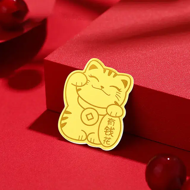 华利轩 可爱小猫创意甜美森系可爱时尚简约手机钥匙扣 日常百搭轻奢小众高级感暴富发财精致感 金 挂件 男女同款情侣款