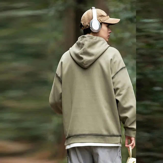 捷帕 美式复古假两件重磅扎染连帽百搭宽松长袖卫衣 男女同款