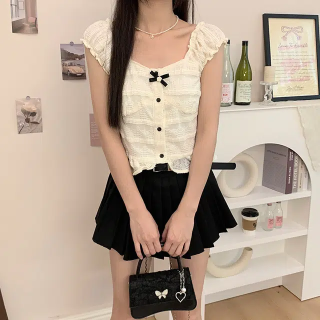 冰淇淋与鲸 纯色短款修身背心 女款