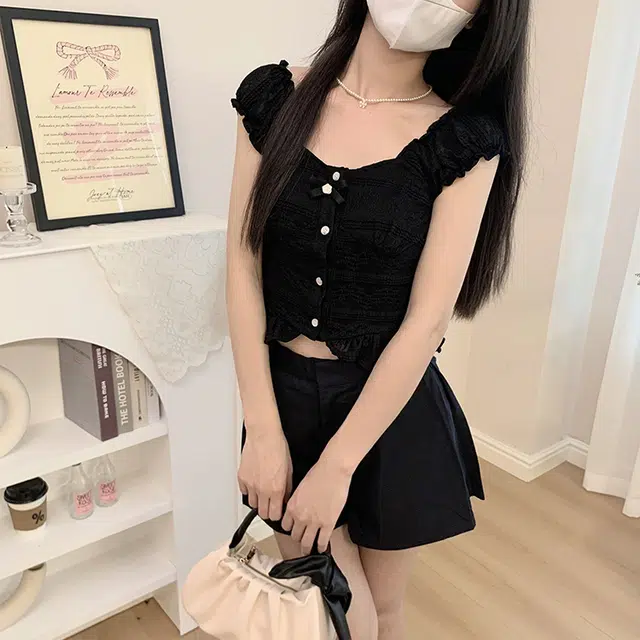 冰淇淋与鲸 纯色短款修身背心 女款