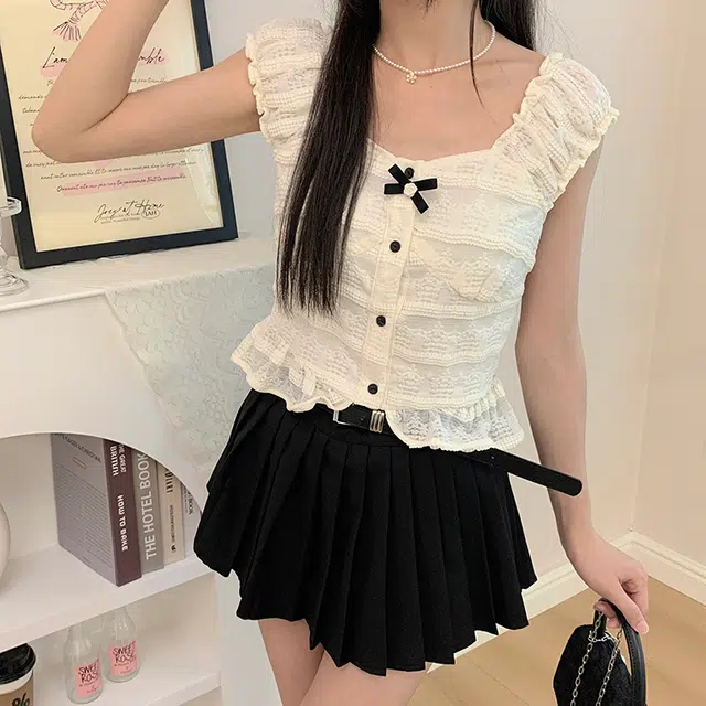 冰淇淋与鲸 纯色短款修身背心 女款