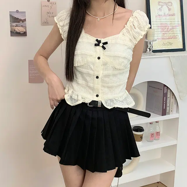 冰淇淋与鲸 纯色短款修身背心 女款