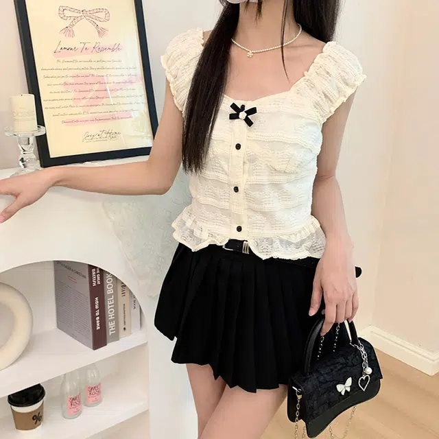 冰淇淋与鲸 纯色短款修身背心 女款