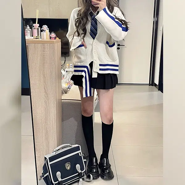 冰淇淋与鲸 拼接开衫长袖针织衫 女款 克莱茵兰