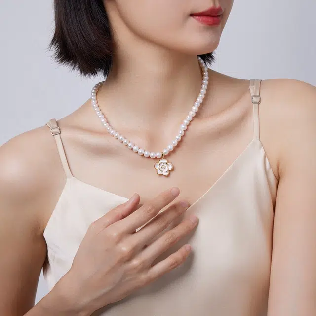 珍珠皇后 玫瑰花 轻奢高级优雅气质 淡水珍珠 珍珠项链 女款