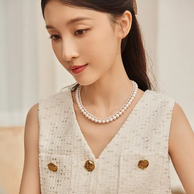 珍珠皇后 名门淑女 双层链 淡水珍珠 项链 女款