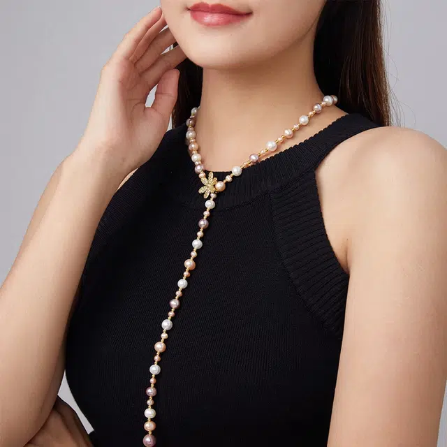 珍珠皇后 多彩糖果色混彩 淡水珍珠 项链 女款