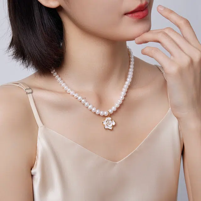 珍珠皇后 玫瑰花 轻奢高级优雅气质 淡水珍珠 珍珠项链 女款
