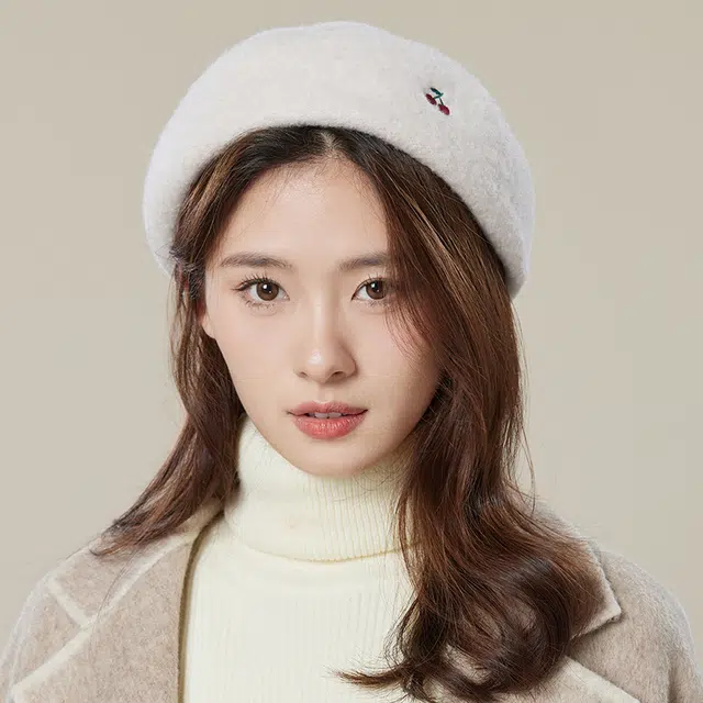玖慕 纯羊毛呢蓓蕾秋冬韩日系画家 黑色英伦复古大头围 贝雷帽 女款