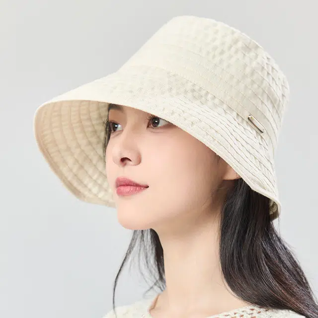 玖慕 可卷可折叠透气户外休闲遮阳帽蛋卷帽 亚麻 渔夫帽 女款