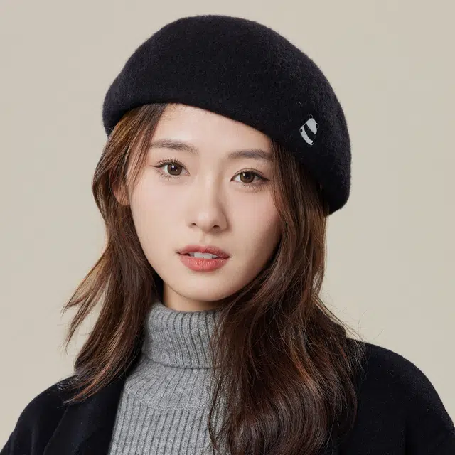 玖慕 纯羊毛呢蓓蕾秋冬韩日系画家 黑色英伦复古大头围 贝雷帽 女款