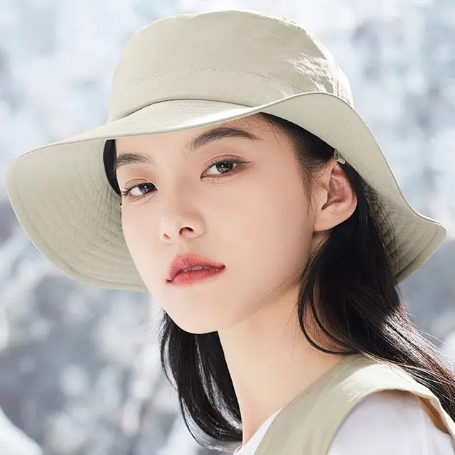 玖慕 全脸露营登山防紫外线大檐户外太阳帽子 锦纶 防晒帽 女款