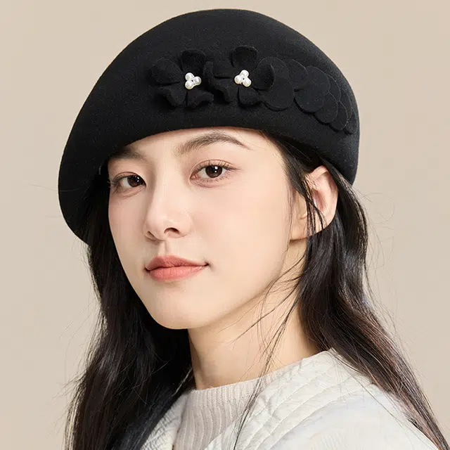 玖慕 复古千金礼帽显脸小八角报童帽韩系画家帽 绵羊毛 贝雷帽 女款