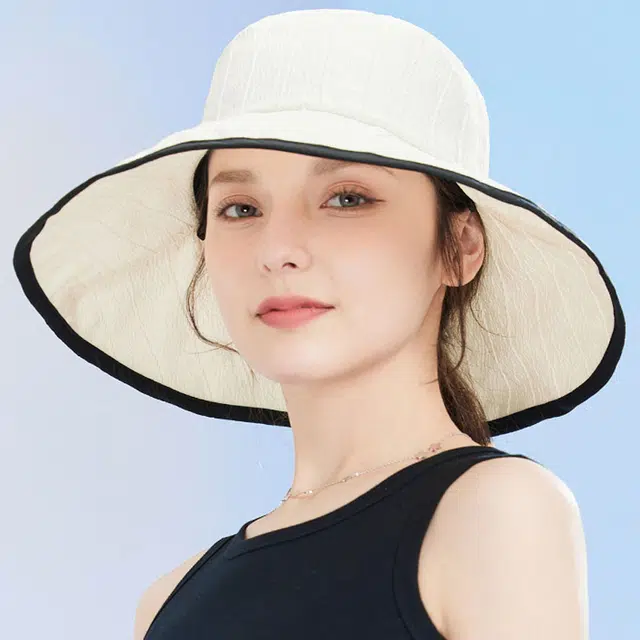 玖慕 防紫外线小香风折叠时尚遮阳 聚酯纤维 防晒帽 女款