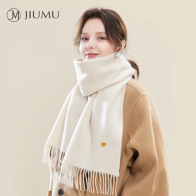 玖慕 刺绣亲肤保暖披肩 绵羊毛 绒线围巾 女款