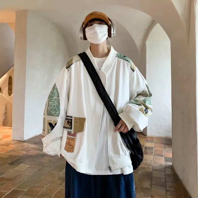 玉儿恋 时尚简约美式复古宽松舒适棒球领休闲夹克百搭日常通勤飞行员教练款夹克外套 男女同款