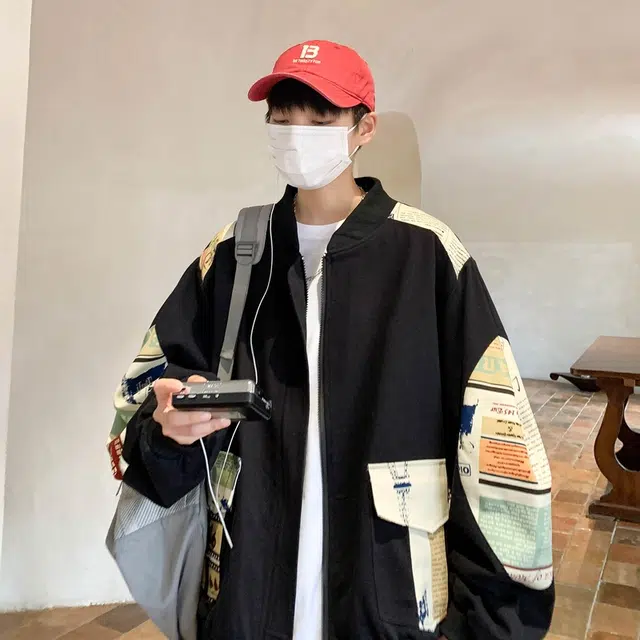 玉儿恋 时尚简约美式复古宽松舒适棒球领休闲夹克百搭日常通勤飞行员教练款夹克外套 男女同款