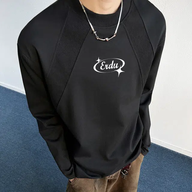 而度 美式复古前后字母星芒印花工艺插肩袖拼接宽松廓形百搭卫衣 男女同款