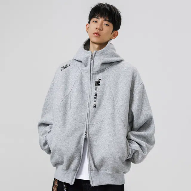 而度 美式复古蝴蝶印花拉链质感工艺拉满小众高级感潮牌连帽卫衣 男女同款