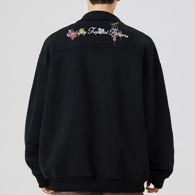 而度 复古运动风花卉印花撞色条纹精致工艺宽松廓形立领外套潮人连帽卫衣 男女同款