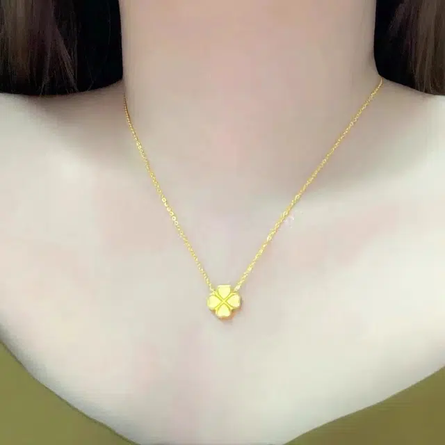 金临门 新中式甜蜜花朵小众轻奢感国潮 足金 一口价 项链 女款