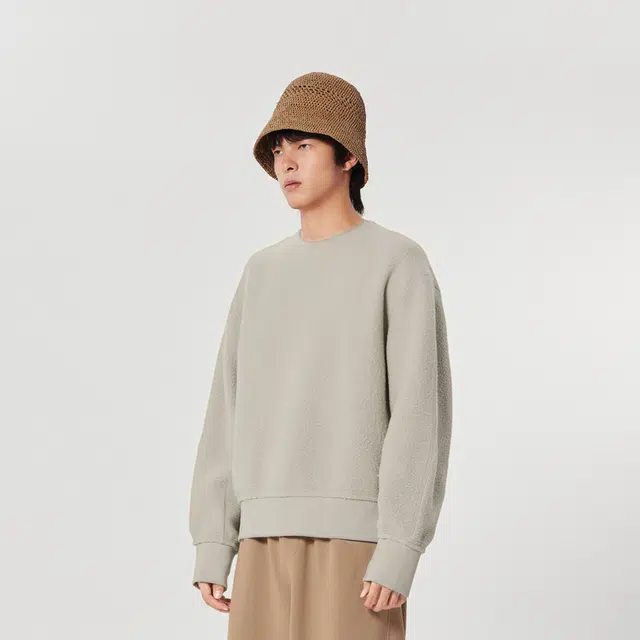 速写 纯色宽松舒适简约通勤日常休闲圆领套头卫衣 男女同款 黑色驼杏色