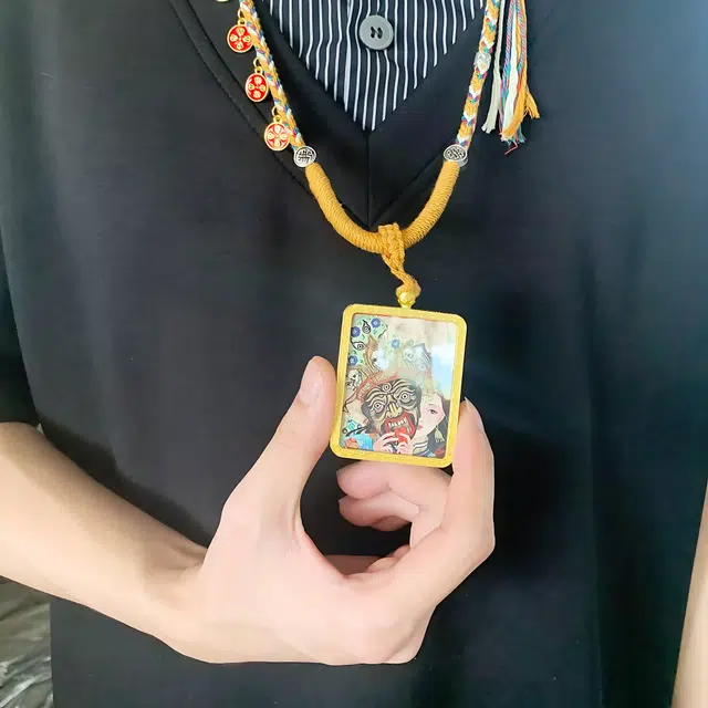 【财源滚滚】 正大福 五路财神前世今生 文创藏式新中式复古国潮唐卡扎基拉姆一帆风顺平安喜乐上岸复古编绳# 琉璃 项链 男女同款情侣款