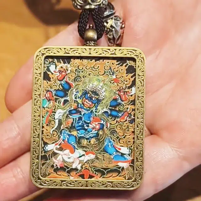 【正财偏财】 正大福 大黑天唐卡 财运滚滚新中式复古国潮唐卡白财神扎基拉姆诸事顺利藏式助你光速上岸复古 琉璃 项链 男女同款情侣款