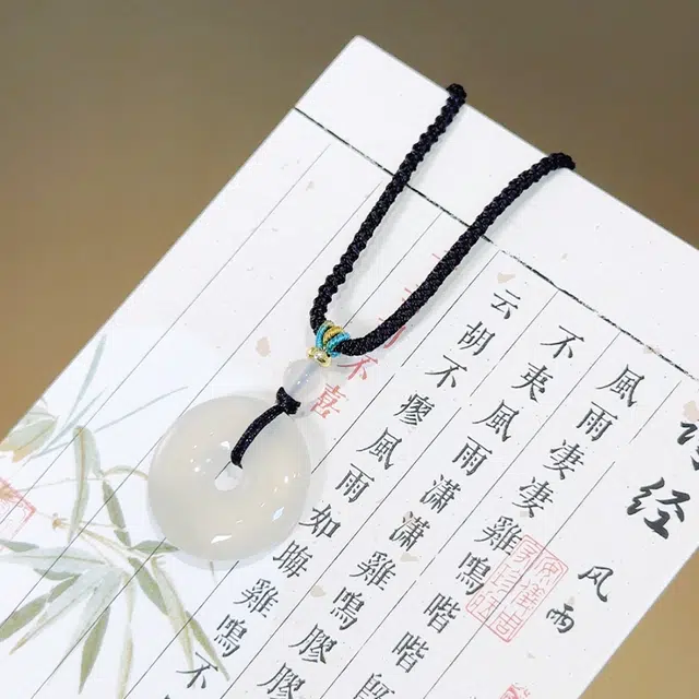 【吉祥如意】 正大福 瑞满平安扣 国风清冷古典温婉转运平安聚财小众新中式显白清冷通勤和谐气质锁骨链#好运 玉髓 项链 女款