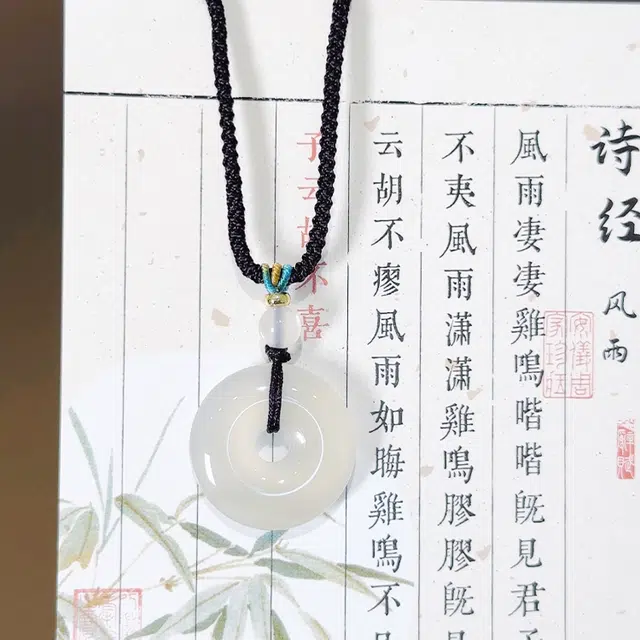 【吉祥如意】 正大福 瑞满平安扣 国风清冷古典温婉转运平安聚财小众新中式显白清冷通勤和谐气质锁骨链#好运 玉髓 项链 女款