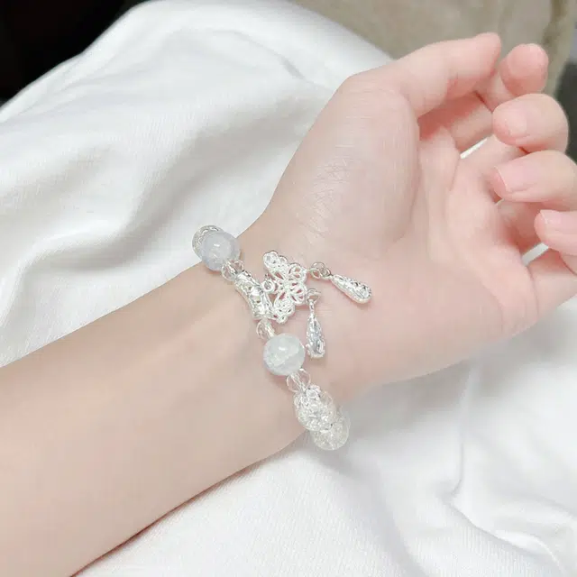 【为爱而生】 正大福 人鱼泪蝴蝶 时尚简约精致浪漫小清新甜美气质温婉小众气质轻奢高级感 通勤饰品 菩提子/菩提籽 手链 男女同款情侣款