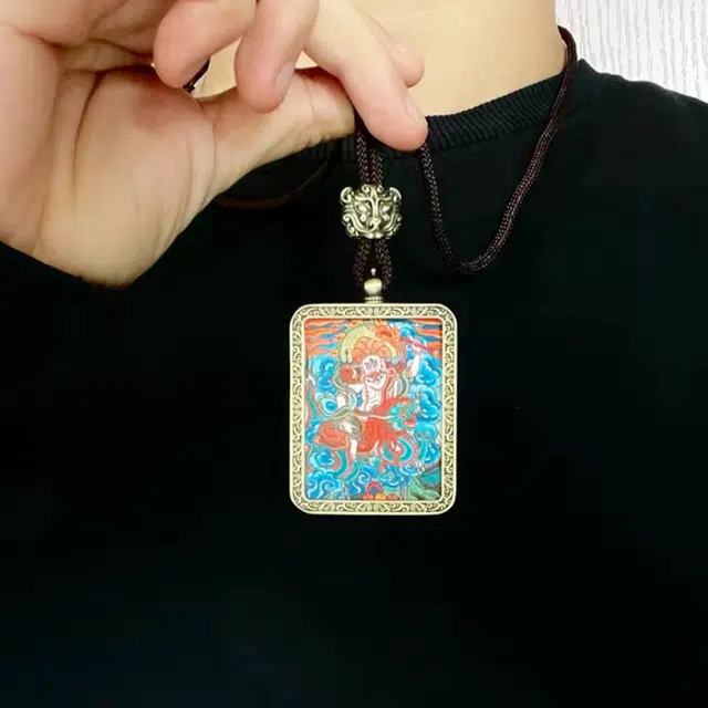 正大福 财运滚滚新中式复古国潮唐卡白财诸事顺利复古 合金 项链 男女同款情侣款