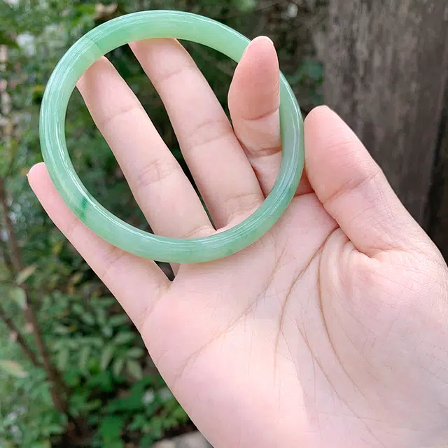 正大福 蒹葭苍苍 国风清新冰清玉洁清冷古风日常通勤汉服旗袍高级感叠戴美人镯 琉璃 手镯 女款