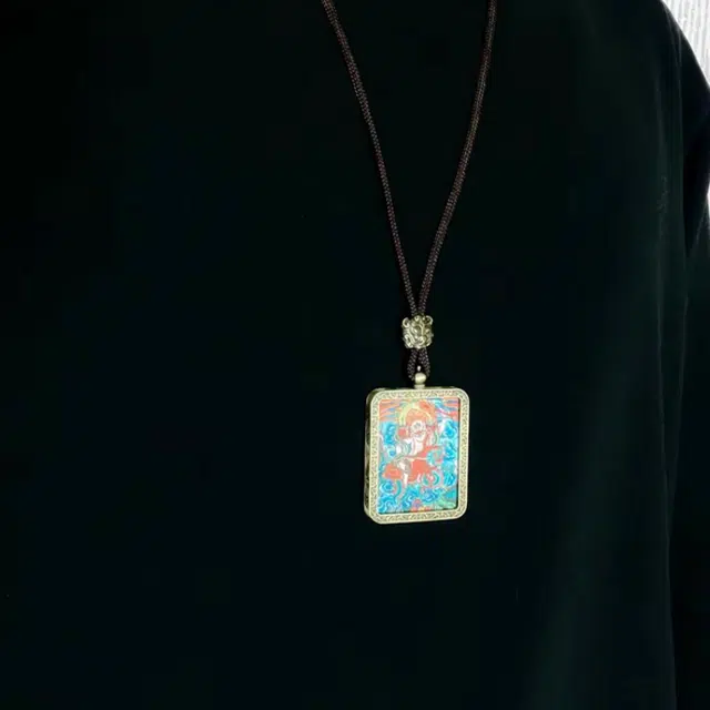 正大福 财运滚滚新中式复古国潮唐卡白财诸事顺利复古 合金 项链 男女同款情侣款