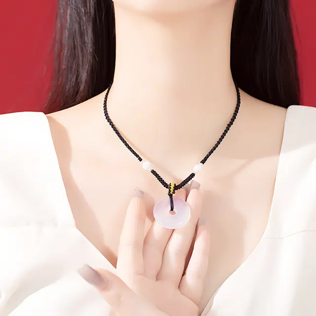 【国风清冷】 正大福 吉祥如意平安扣 新中式本命年古典温婉轻奢小众设计气质手工编织可调节#好运 菩提子/菩提籽 项链 男女同款情侣款
