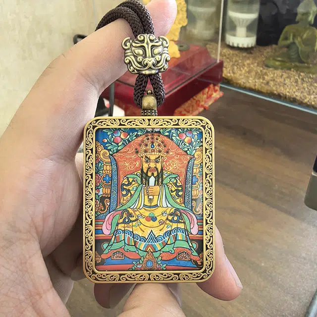【一帆风顺】 正大福 五爷唐卡 财运滚滚新中式复古国潮唐卡白财神扎基拉姆诸事顺利藏式助你光速上岸复古编绳# 琉璃 项链 男女同款情侣款