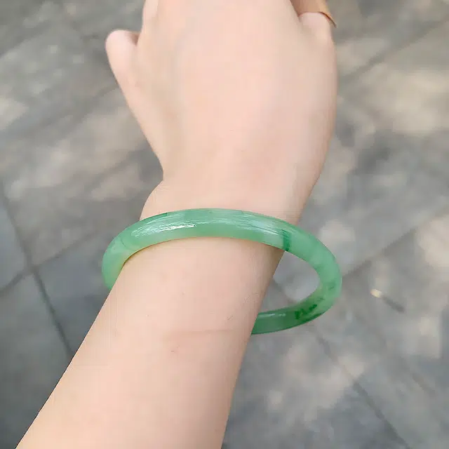 正大福 蒹葭苍苍 国风清新冰清玉洁清冷古风日常通勤汉服旗袍高级感叠戴美人镯 琉璃 手镯 女款
