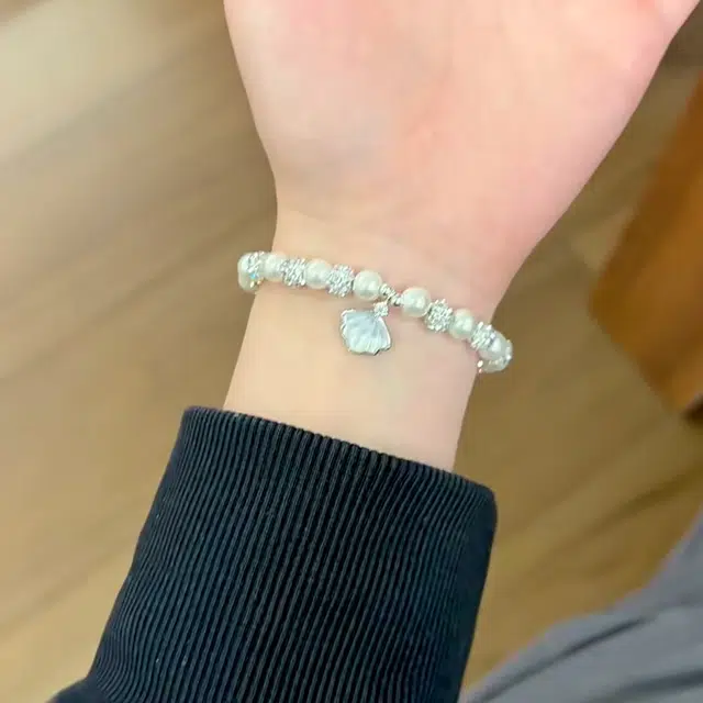 【赠金手机贴】 华髻 珍心闪耀贝壳 小众设计高级感轻奢浪漫优雅 温婉精致时尚气质百搭 玉髓 手链 男女同款情侣款