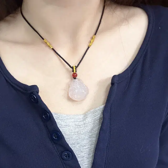 【赠手机贴】 华髻 弥勒佛观音新中式本命年大肚佛 玉髓 玉石项链 男女同款情侣款