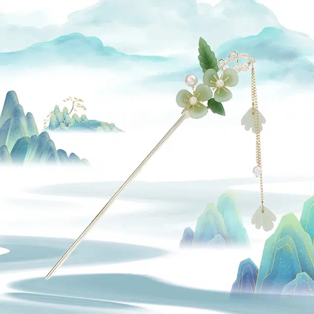 华髻 中国风树叶花朵发簪女款古风发簪步摇流苏气质简约汉服旗袍新中式头配饰盘发钗子发饰品女
