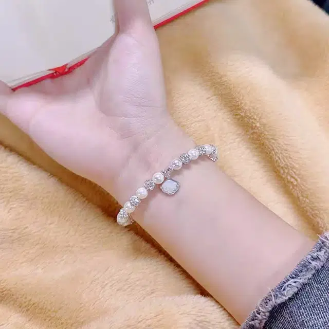 【赠金手机贴】 华髻 珍心闪耀贝壳 小众设计高级感轻奢浪漫优雅 温婉精致时尚气质百搭 玉髓 手链 男女同款情侣款