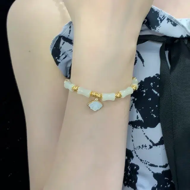 【赠金手机贴】 华髻 一贝子有你竹够 新中式国风轻奢温柔优雅气质浪漫节节升高 小众设计高级感 玉髓 玉石手链 男女同款情侣款