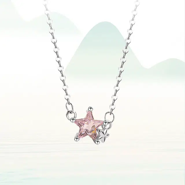 华髻 甜美星星 创意设计闪钻星星 甜妹小众 轻奢感高级感可爱甜美森系学院 铜 项链 女款
