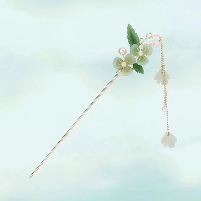 华髻 中国风树叶花朵发簪女款古风发簪步摇流苏气质简约汉服旗袍新中式头配饰盘发钗子发饰品女