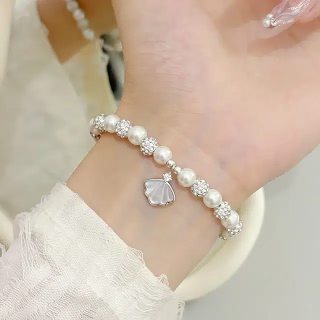 【赠金手机贴】 华髻 珍心闪耀贝壳 小众设计高级感轻奢浪漫优雅 温婉精致时尚气质百搭 玉髓 手链 男女同款情侣款