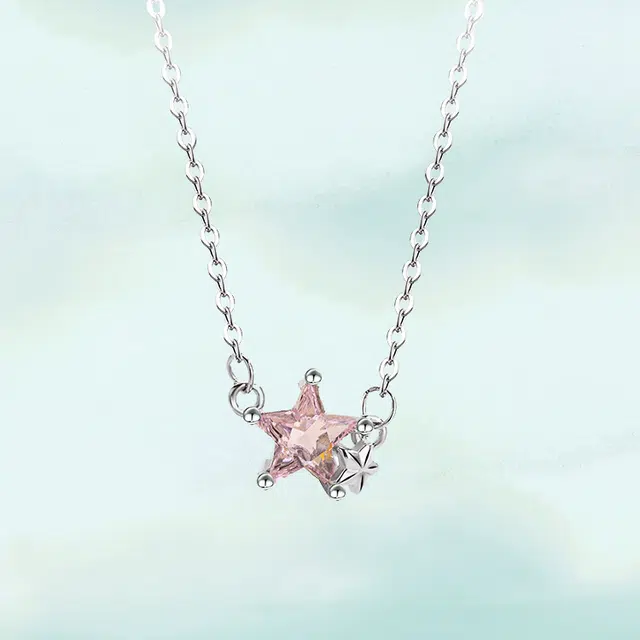 华髻 甜美星星 创意设计闪钻星星 甜妹小众 轻奢感高级感可爱甜美森系学院 铜 项链 女款