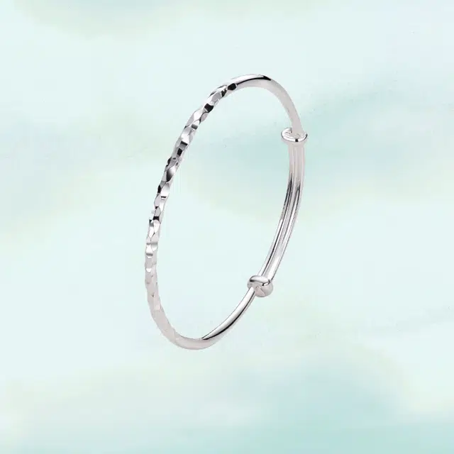 华髻 波光粼粼 设计感 可调节轻奢高级感欧美素圈肌理感创意设计 合金 手镯 女款