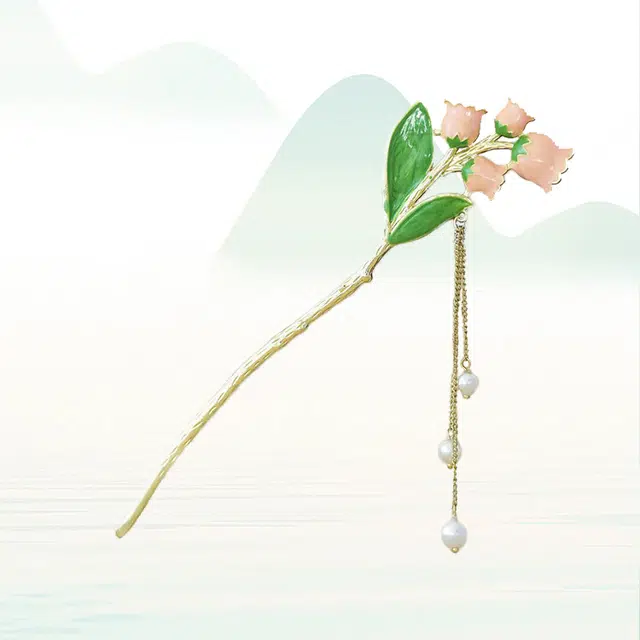 华髻 新中式芙蓉 高级感金属花朵流苏气质百搭 发簪 女款